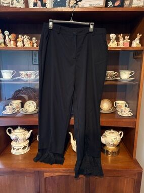 Disturbia Black Wide Leg Pants with Lace Trim